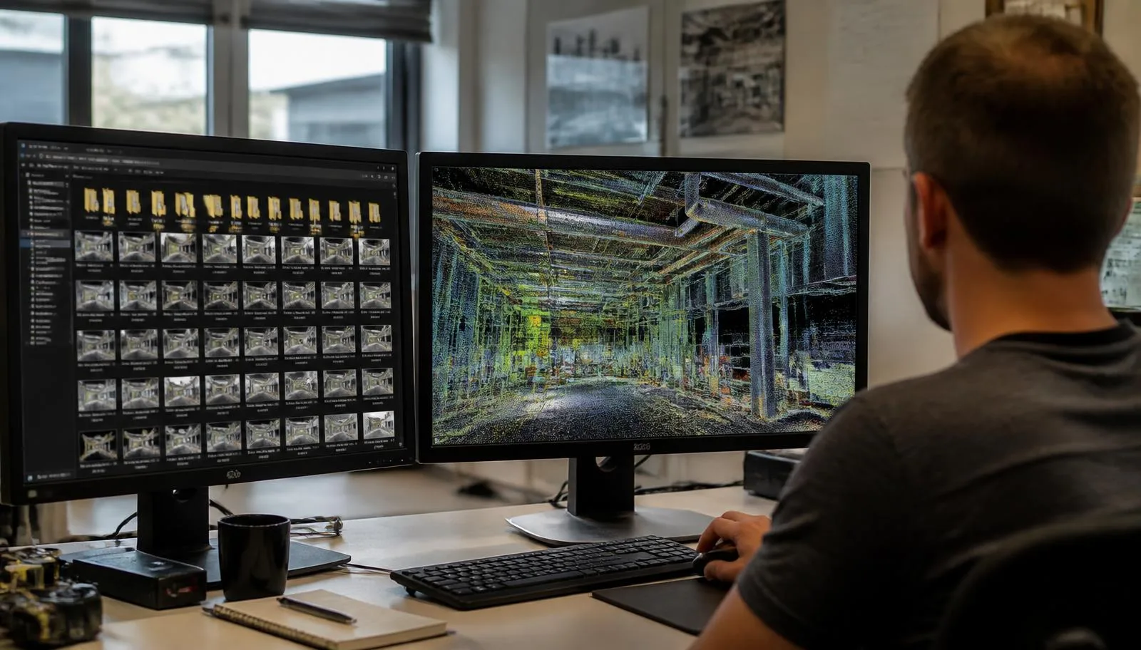 BIM manager reviewing a registered point cloud linked into Revit